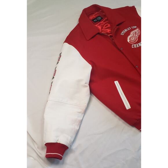 Vintage DETROIT RED WINGS 10X STANLEY CUP CHAMPIONS Mens Varsity Jacket Large G3 - Picture 3 of 15